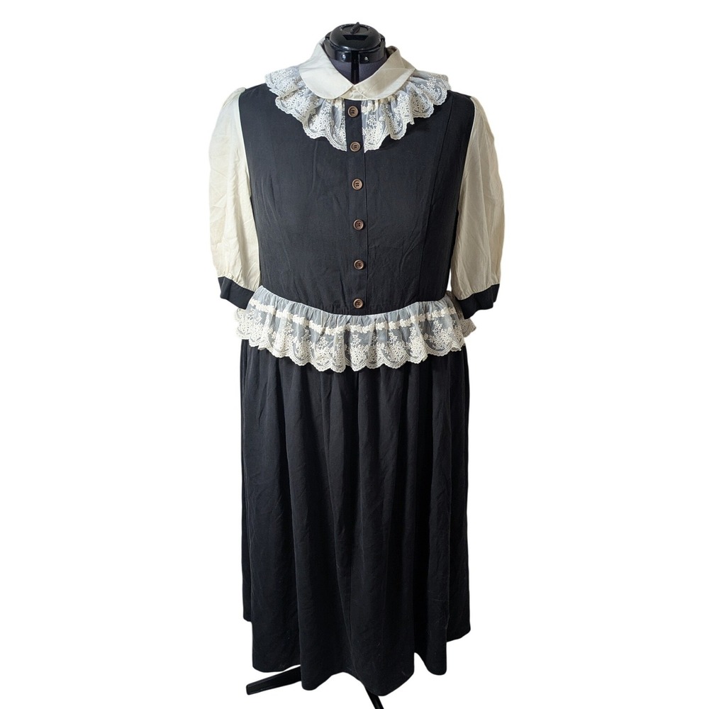 NWT Lively Ghosts Blackfern Dress Maxi Short Sleeve Linen Blend Collared 3X OOS